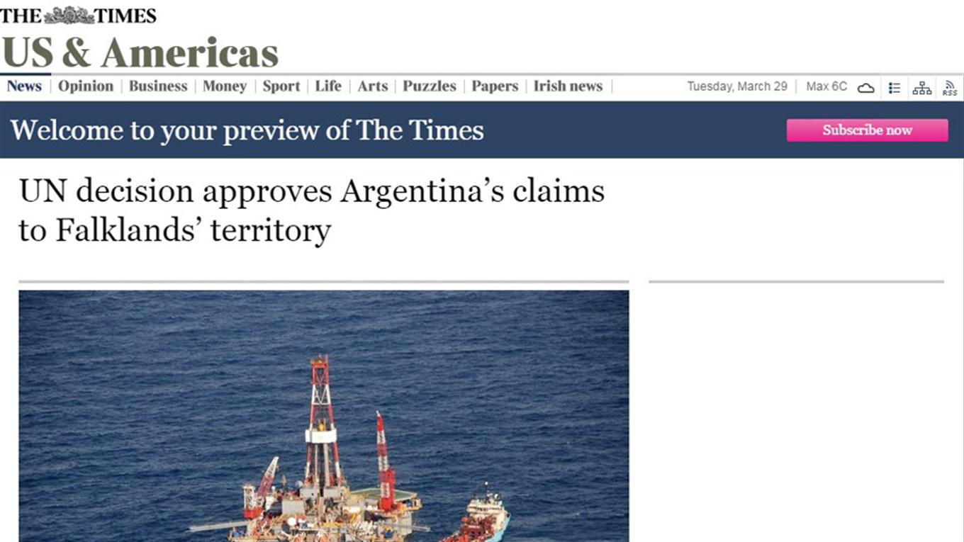 noticia plataforma continental argentina the times