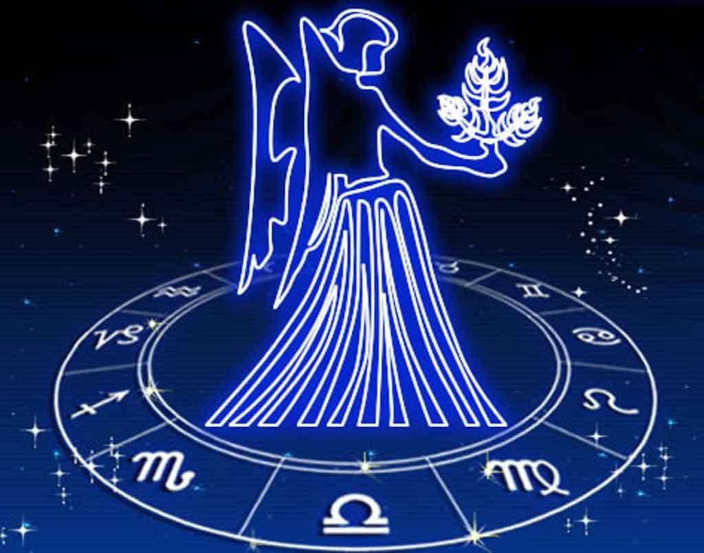 Ilustración de neón del signo Virgo, simbolizando su vocación de servicio a un orden cósmico mayor.

