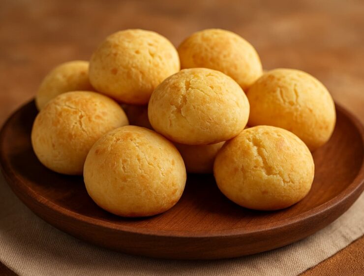 Chipás caseros recién horneados sobre una tabla de madera, dorados y crujientes por fuera, típicos del Litoral argentino.