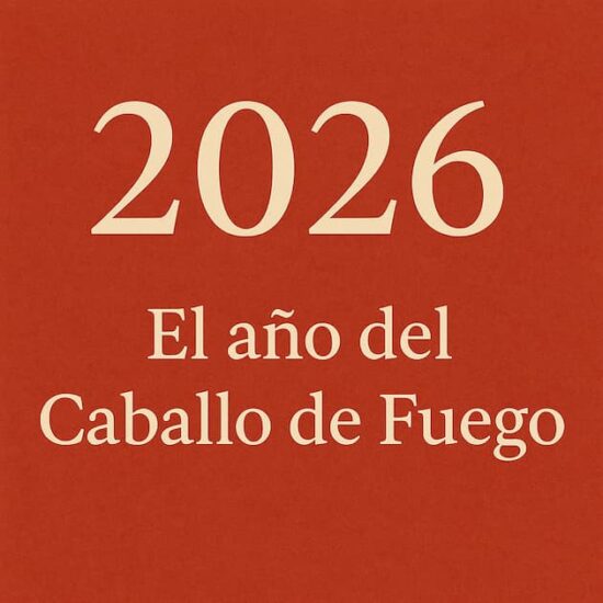 Imagen con el texto “2026 El año del Caballo de Fuego” sobre fondo rojo, alusiva al horóscopo chino 2026 y al signo del Caballo.