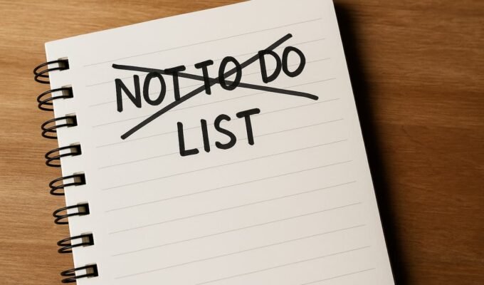 Block de notas con la frase "Not to do list"
