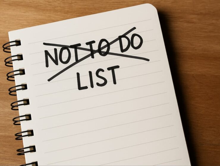 Block de notas con la frase "Not to do list"
