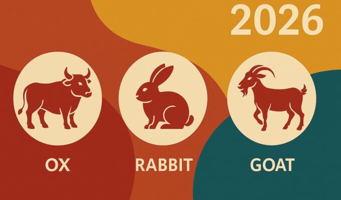 Ilustración de los signos menos afortunados del horóscopo 2026 con fondo colorido y nombres en español.