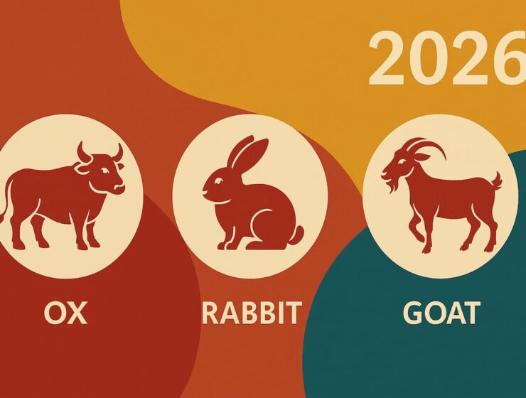 Ilustración de los signos menos afortunados del horóscopo 2026 con fondo colorido y nombres en español.