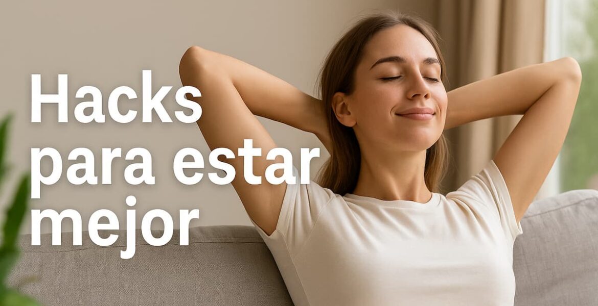 Mujer joven al aire libre respirando profundamente al amanecer, símbolo de bienestar y equilibrio emocional.