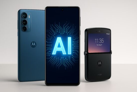 Motorola con IA: mejora tu experiencia móvil con inteligencia artificial 6 Smartphones Motorola con funciones de inteligencia artificial en 2025, incluyendo modelos Edge, Razr y Moto G sobre fondo neutro.