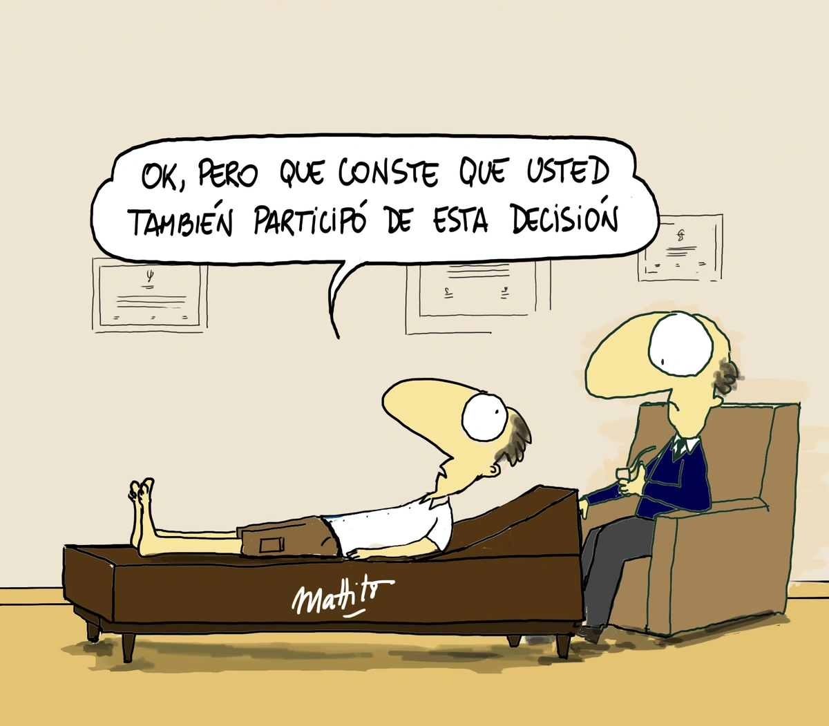 Psicólogo atendiendo una persona en el diván
