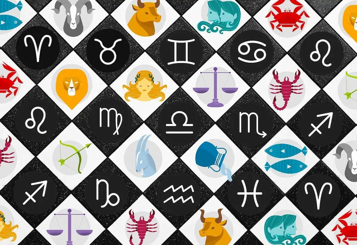 Ilustración con los 12 signos del zodiaco, que simboliza cómo Piscis, el último signo, representa la unidad profunda de todo lo que existe.