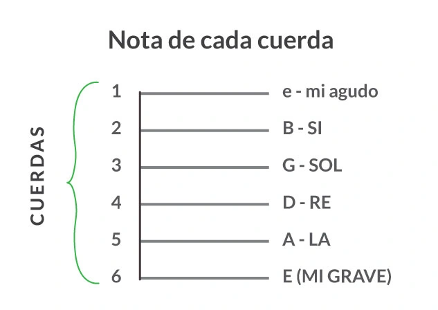 Afinación Estándar de la Guitarra Notas por cada cuerda de guitarra