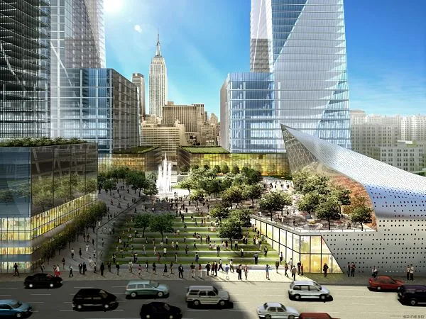 Hudson Yards: El nuevo corazón de Manhattan Vista aérea del desarrollo urbanístico Hudson Yards en Manhattan