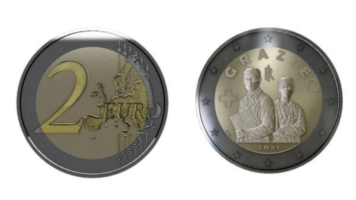 moneda 2 euros italia medicos