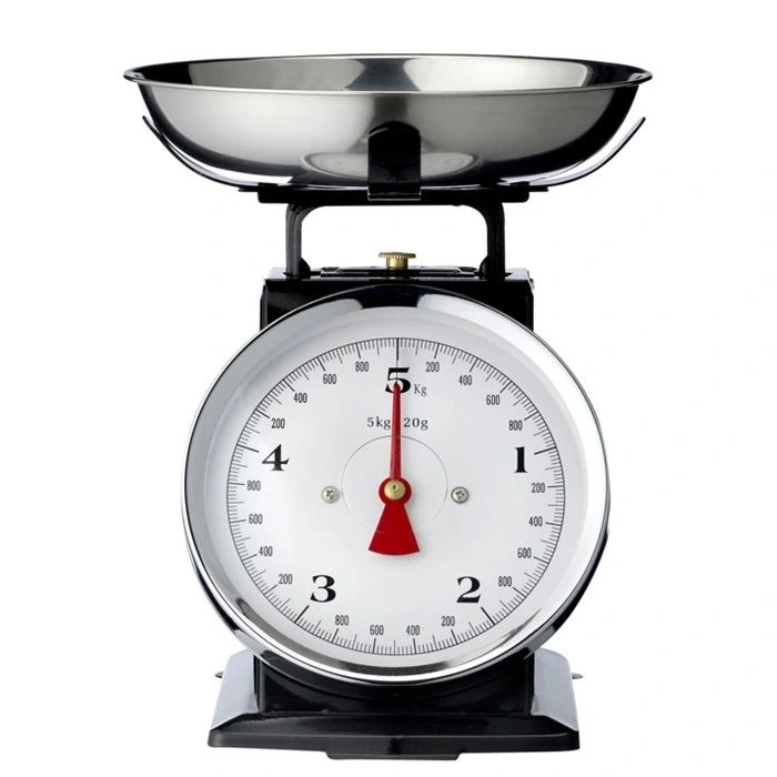 báscula mecánica de cocina retro metálica negro y acero