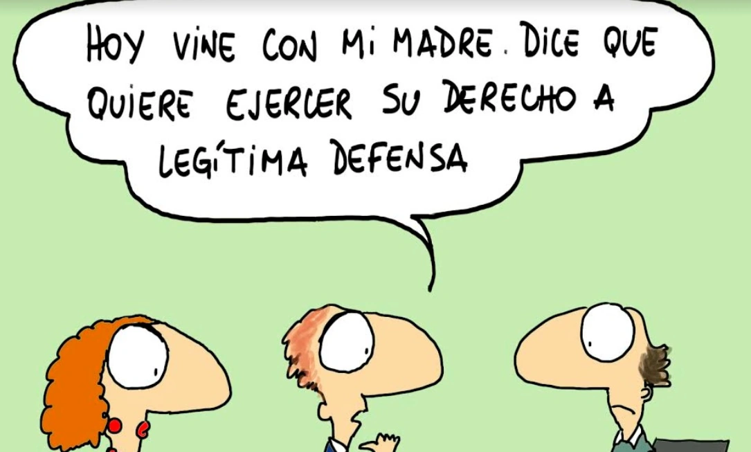 Chiste de psicólogo: paciente llega a terapia con su madre que reclama legítima defensa