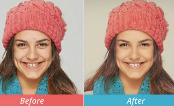 Resultados del Retoque de Retratos con Snapseed. Comparativa de antes y después de un retrato editado con la app Snapseed para mejorar la piel y el brillo de la foto.