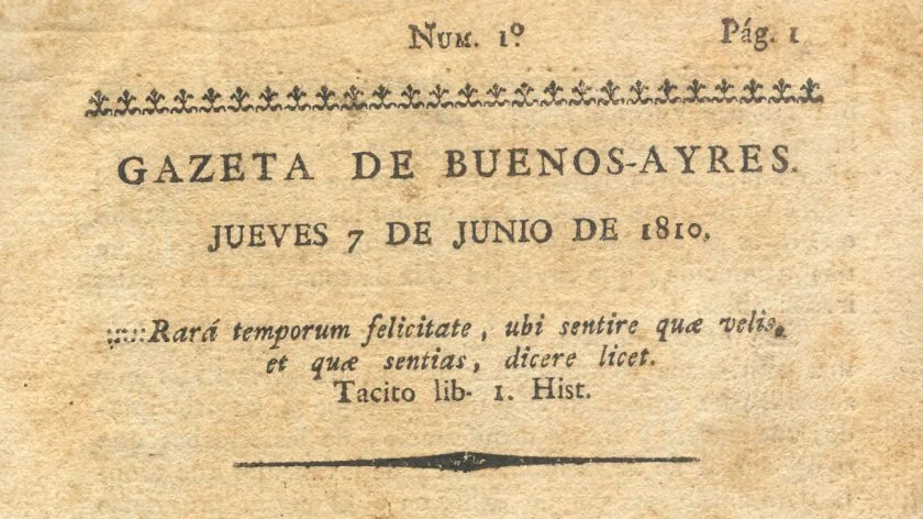 Portada de la Gazeta de Buenos Ayres del jueves 7 de junio de 1810