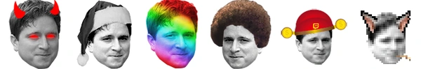 Variantes del emoticono Kappa de Twitch con cuernos, gorro navideño, arcoíris y peinado afro